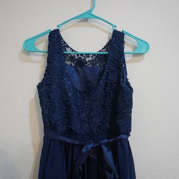 Girls (Juniors) Formal Blue Lace Dress - Size 12 - Picture 9 of 11